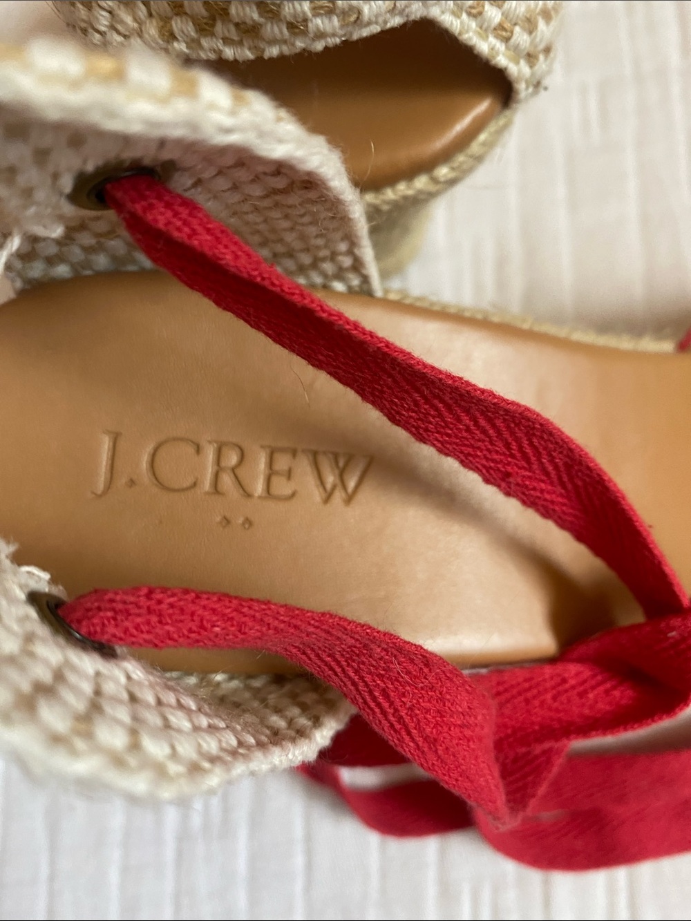 J. CREW Red Canvas Tie-Wrap Espadrille Flats - Picture 6 of 8